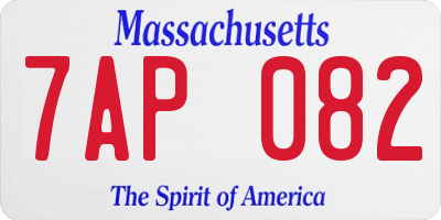 MA license plate 7AP082
