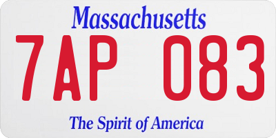 MA license plate 7AP083