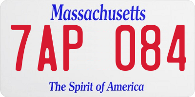 MA license plate 7AP084