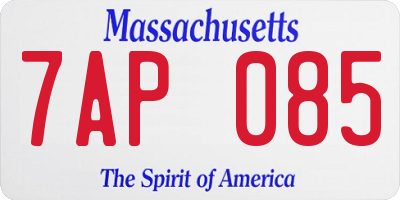 MA license plate 7AP085