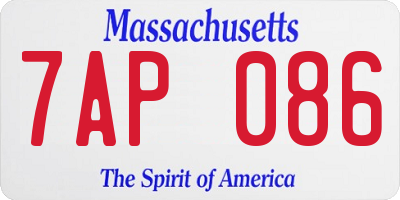 MA license plate 7AP086