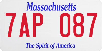 MA license plate 7AP087