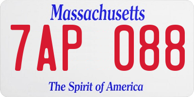 MA license plate 7AP088