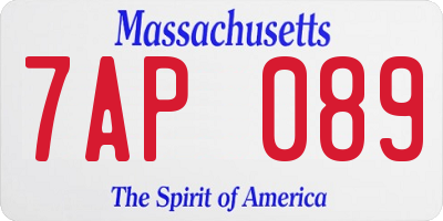 MA license plate 7AP089