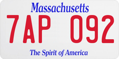 MA license plate 7AP092