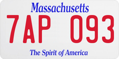 MA license plate 7AP093