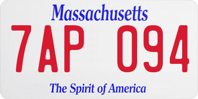 MA license plate 7AP094