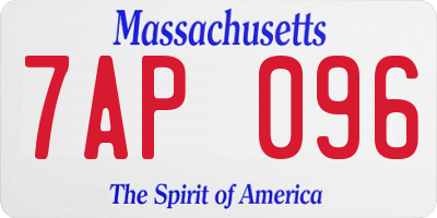 MA license plate 7AP096