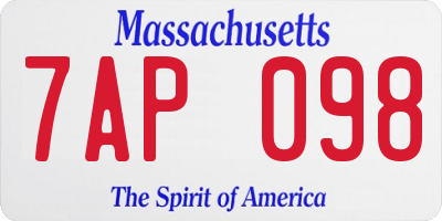 MA license plate 7AP098