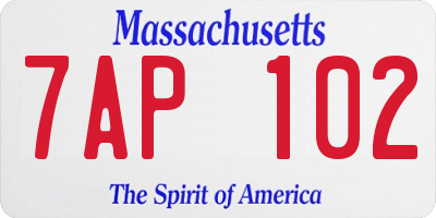 MA license plate 7AP102