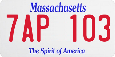 MA license plate 7AP103