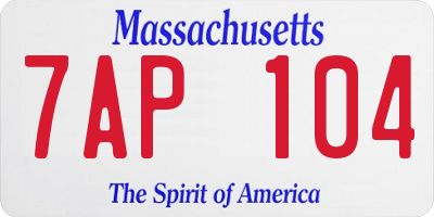 MA license plate 7AP104
