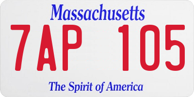 MA license plate 7AP105