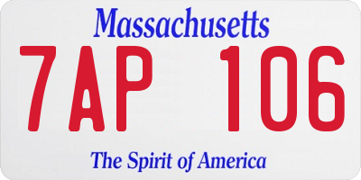MA license plate 7AP106