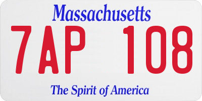 MA license plate 7AP108
