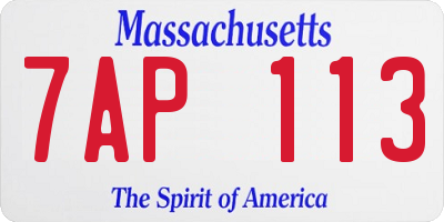 MA license plate 7AP113