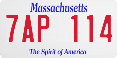 MA license plate 7AP114