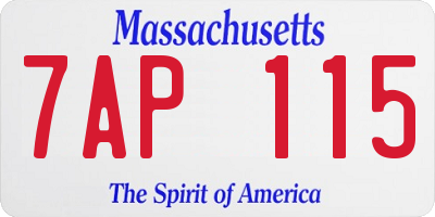 MA license plate 7AP115