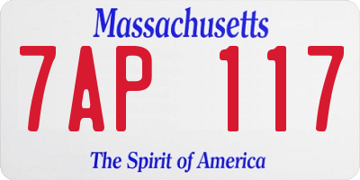 MA license plate 7AP117