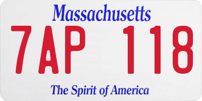 MA license plate 7AP118