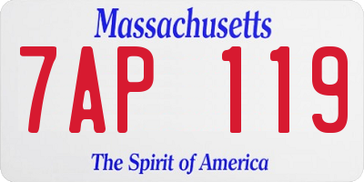 MA license plate 7AP119