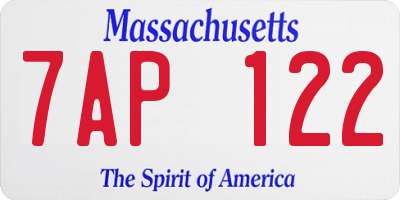 MA license plate 7AP122