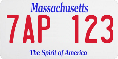 MA license plate 7AP123