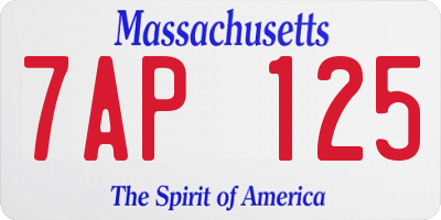 MA license plate 7AP125