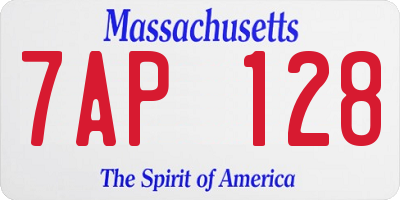 MA license plate 7AP128