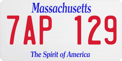 MA license plate 7AP129
