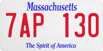 MA license plate 7AP130