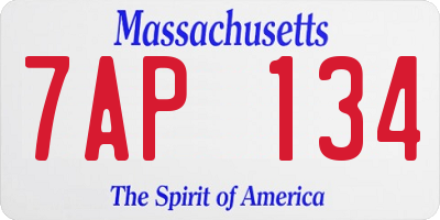 MA license plate 7AP134