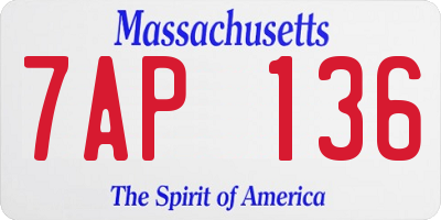 MA license plate 7AP136