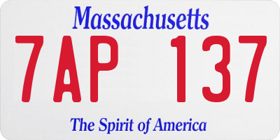MA license plate 7AP137