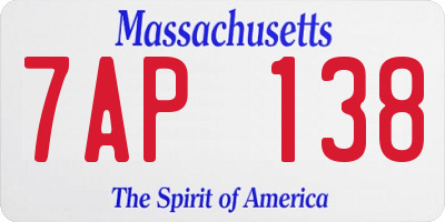 MA license plate 7AP138