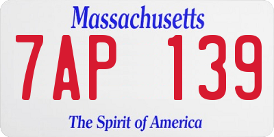 MA license plate 7AP139