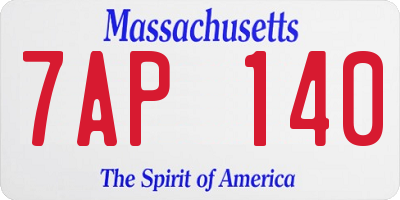 MA license plate 7AP140