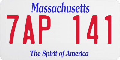 MA license plate 7AP141