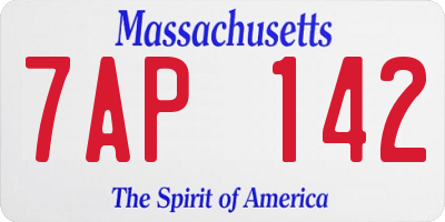 MA license plate 7AP142
