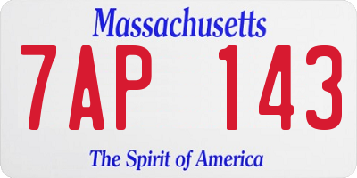 MA license plate 7AP143