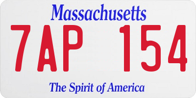 MA license plate 7AP154