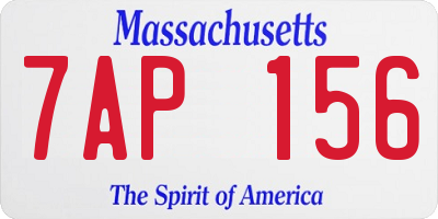 MA license plate 7AP156