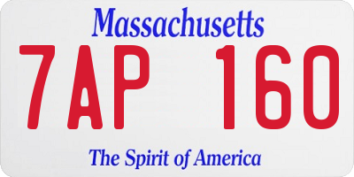 MA license plate 7AP160