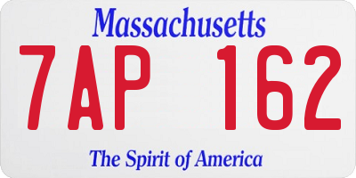 MA license plate 7AP162