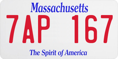 MA license plate 7AP167