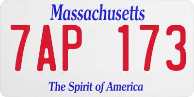 MA license plate 7AP173