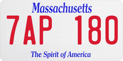 MA license plate 7AP180