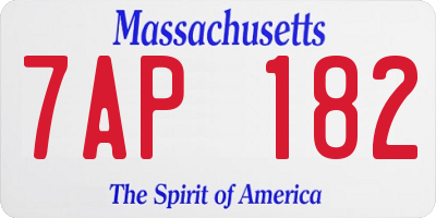 MA license plate 7AP182