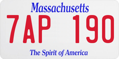 MA license plate 7AP190