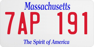 MA license plate 7AP191